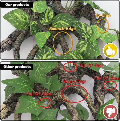 Reptile Corner Branch Terrarium Plant Decoration with Suction Cup for Amphibian Lizard Snake Climbing
