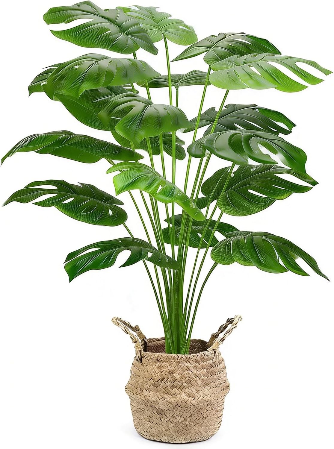 Large Artificial Monstera Plant 44 Inches, Fake Monstera in Woven Basket, Large Fake Floor Plant for Indoor, Home, Office, Living Room Decor No Maintenance