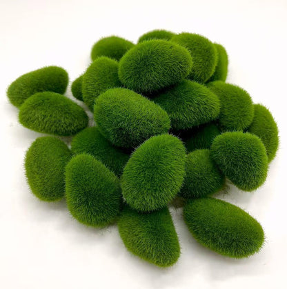 25Pcs Artificial Moss Rocks Fake Green Moss Decor for Floral Arrangements Fairy Gardens and DIY Crafting(Green)