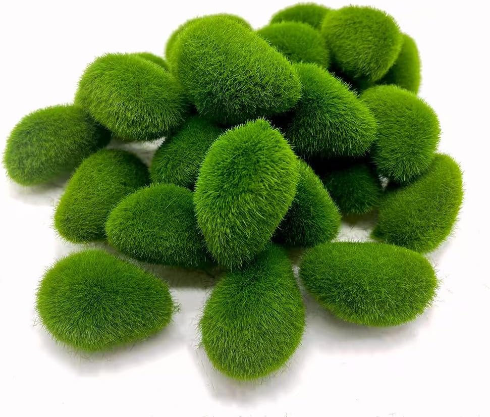 25Pcs Artificial Moss Rocks Fake Green Moss Decor for Floral Arrangements Fairy Gardens and DIY Crafting(Green)