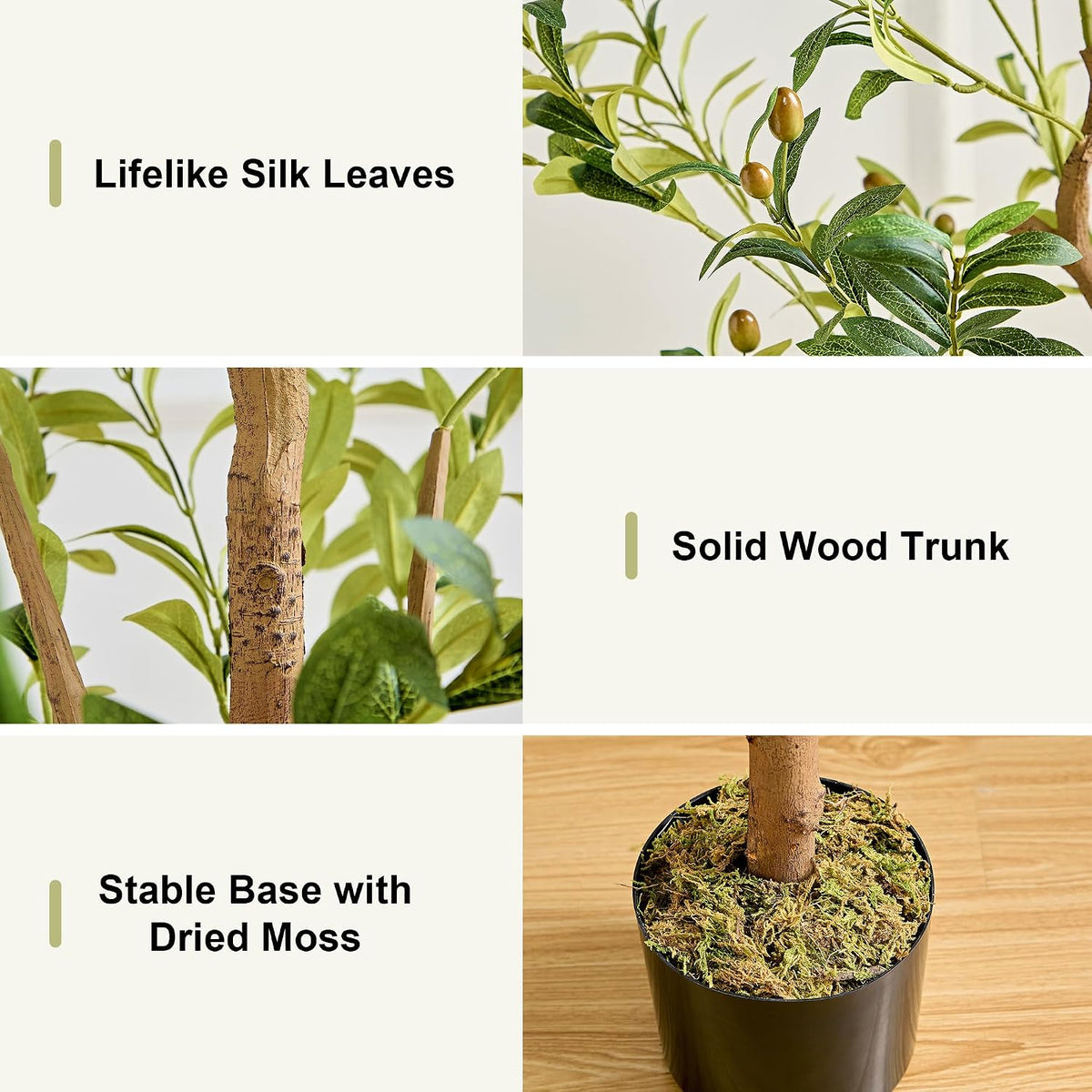 Ficus Tree Artificial 6 Feet, Tall Faux Tree in Pot, Fake Floor Plant with Realistic Tree Branch & Silk Leaves for Home Office Indoor Decor