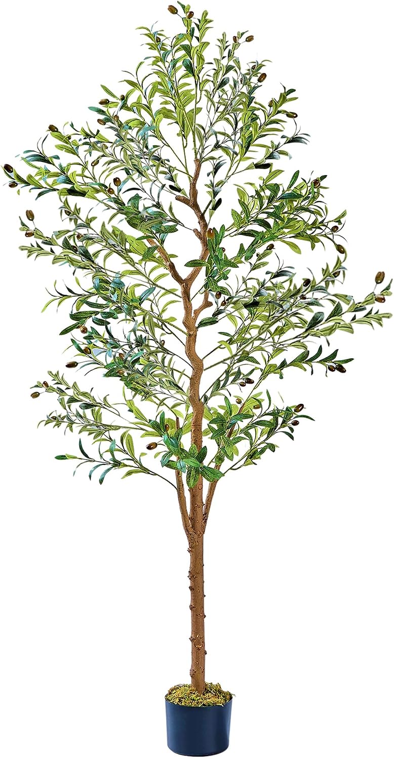 Ficus Tree Artificial 6 Feet, Tall Faux Tree in Pot, Fake Floor Plant with Realistic Tree Branch & Silk Leaves for Home Office Indoor Decor
