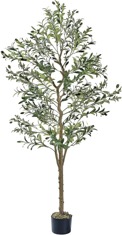 Ficus Tree Artificial 6 Feet, Tall Faux Tree in Pot, Fake Floor Plant with Realistic Tree Branch & Silk Leaves for Home Office Indoor Decor