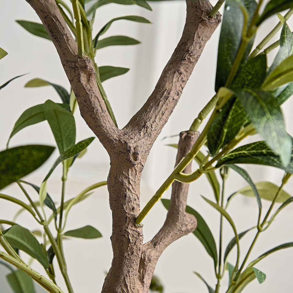 Ficus Tree Artificial 6 Feet, Tall Faux Tree in Pot, Fake Floor Plant with Realistic Tree Branch & Silk Leaves for Home Office Indoor Decor