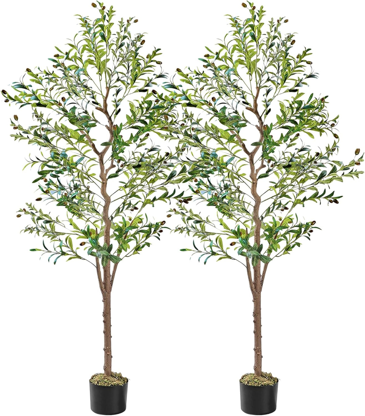 Ficus Tree Artificial 6 Feet, Tall Faux Tree in Pot, Fake Floor Plant with Realistic Tree Branch & Silk Leaves for Home Office Indoor Decor