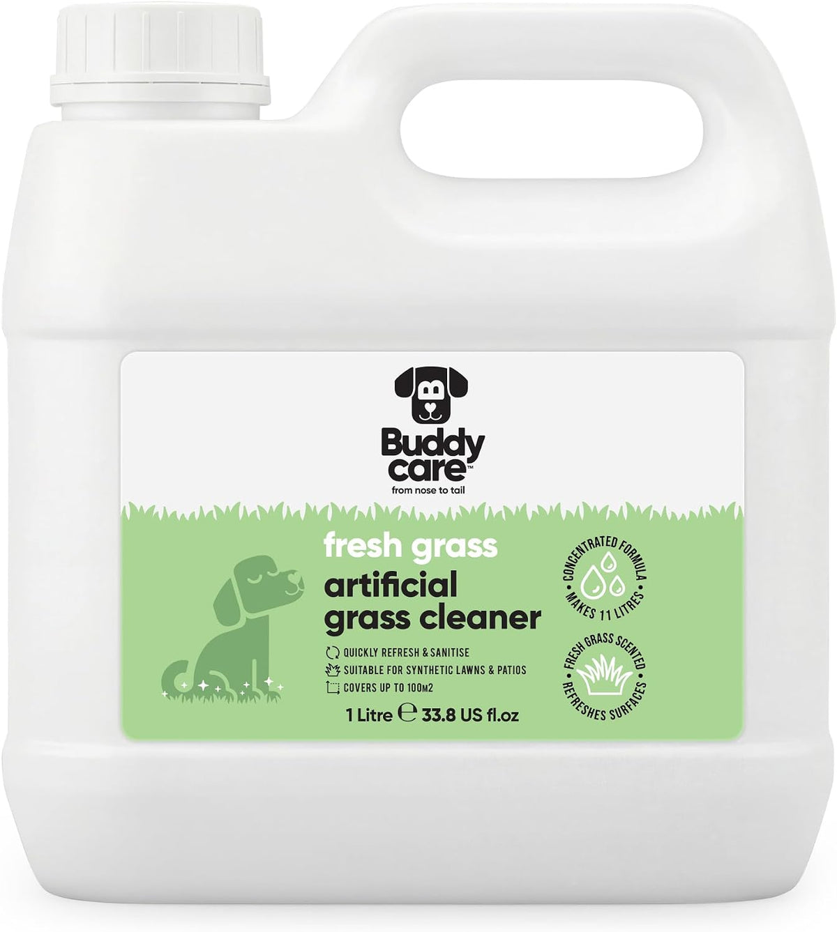 Artificial Grass Cleaner Concentrate - Fresh Grass Scent - 1L - Outdoor Surface Cleaner for Synthetic Lawns & Patios, Fast Acting Odour Remover & Sanitiser, Makes 11L, Covers up to 100m²