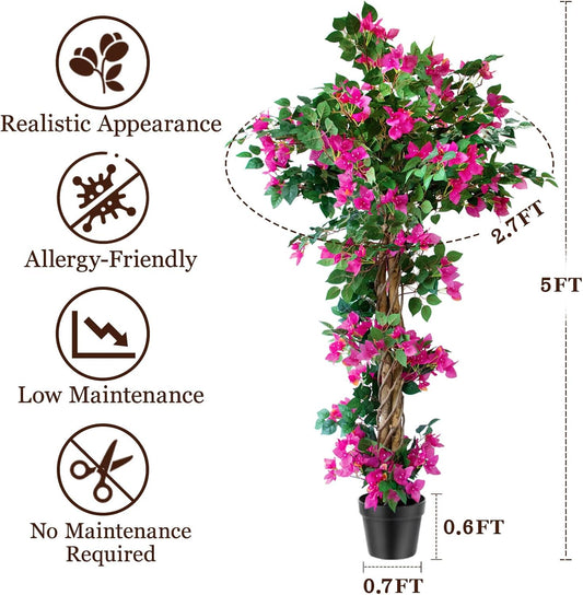 5FT Bougainvillea Artificial Tree for Outdoors or Indoors