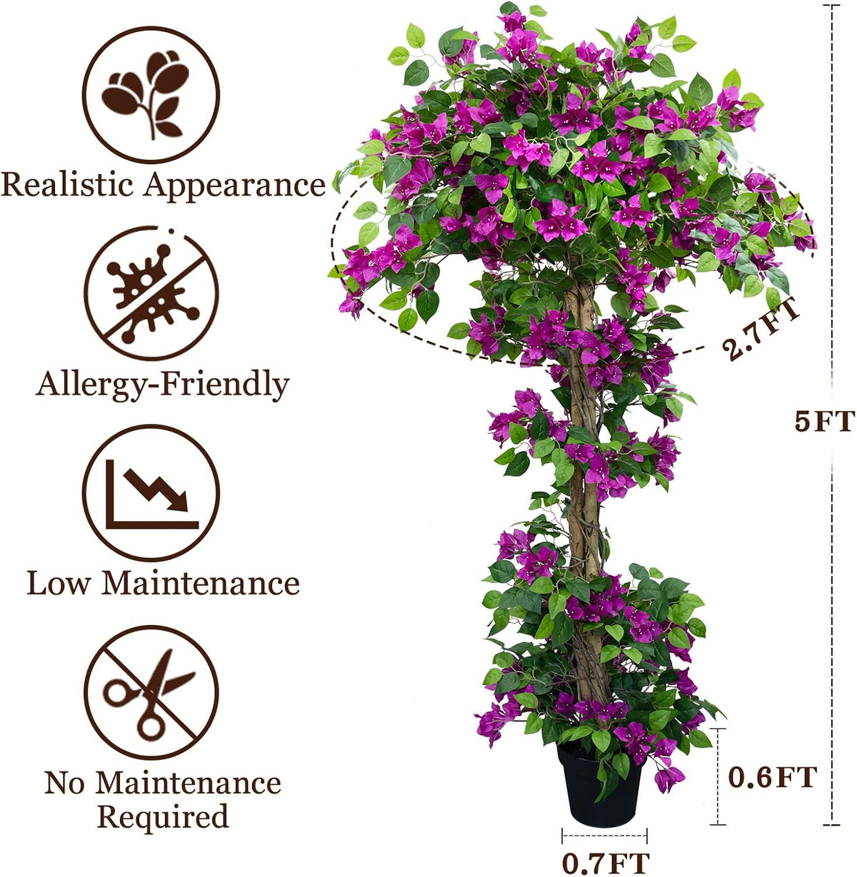 5FT Bougainvillea Artificial Tree for Outdoors or Indoors
