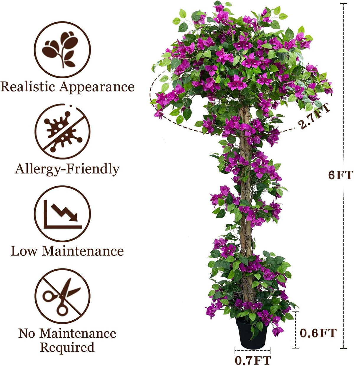 5FT Bougainvillea Artificial Tree for Outdoors or Indoors