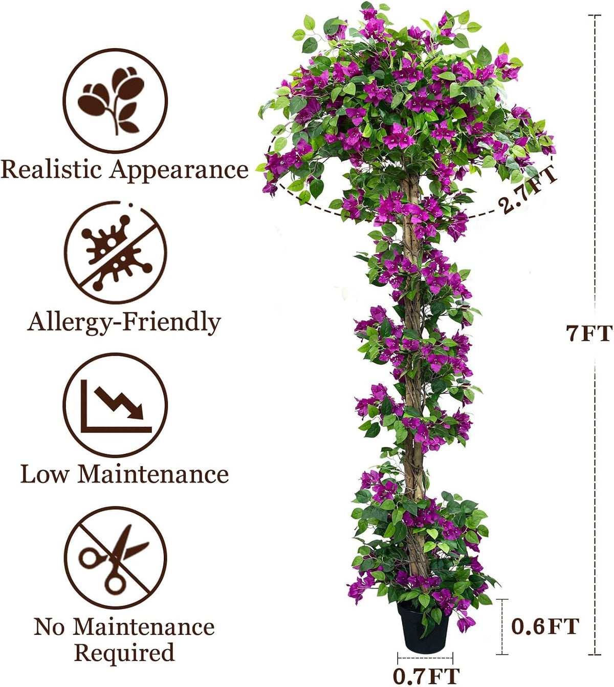 5FT Bougainvillea Artificial Tree for Outdoors or Indoors