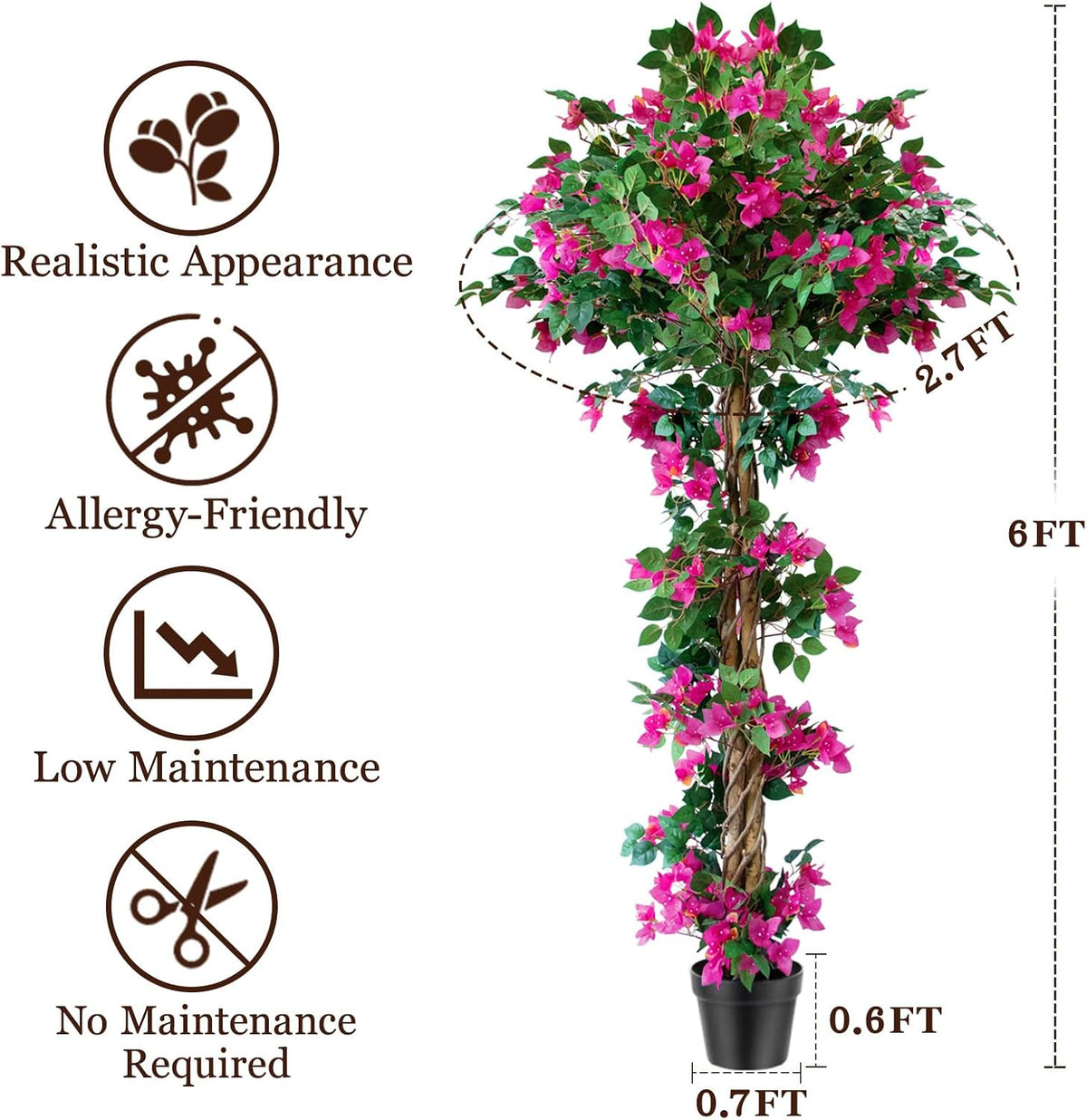 5FT Bougainvillea Artificial Tree for Outdoors or Indoors