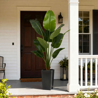 6ft Artificial Bird of Paradise Tree for Home Decor, 6 ft Faux Floor Plant Fake Silk Banana Leaf Tropical Trees with Pot for Indoor Outdoor House Living Room (6 feet Tall Including Raised Pot)