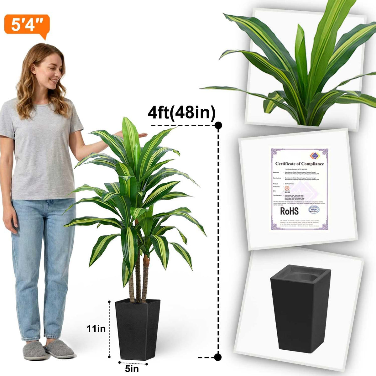 6ft Artificial Bird of Paradise Tree for Home Decor, 6 ft Faux Floor Plant Fake Silk Banana Leaf Tropical Trees with Pot for Indoor Outdoor House Living Room (6 feet Tall Including Raised Pot)