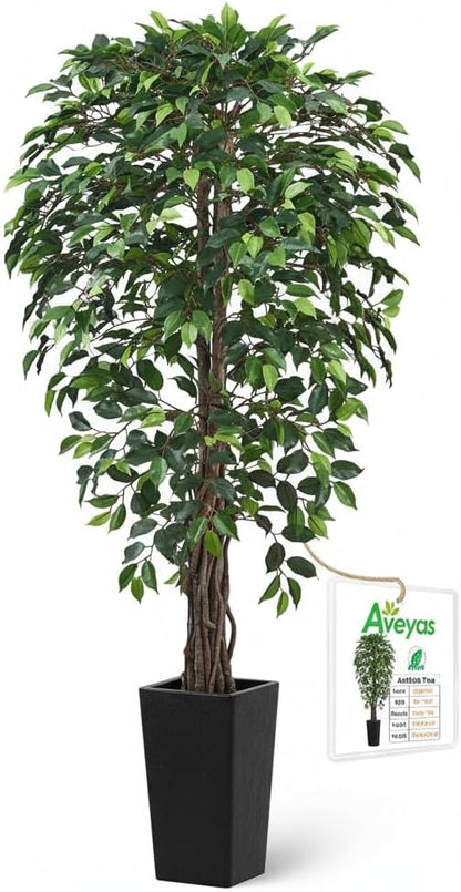 6ft Artificial Bird of Paradise Tree for Home Decor, 6 ft Faux Floor Plant Fake Silk Banana Leaf Tropical Trees with Pot for Indoor Outdoor House Living Room (6 feet Tall Including Raised Pot)