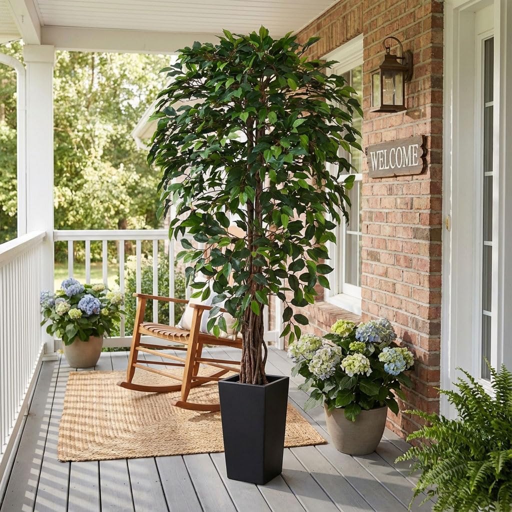 6ft Artificial Bird of Paradise Tree for Home Decor, 6 ft Faux Floor Plant Fake Silk Banana Leaf Tropical Trees with Pot for Indoor Outdoor House Living Room (6 feet Tall Including Raised Pot)