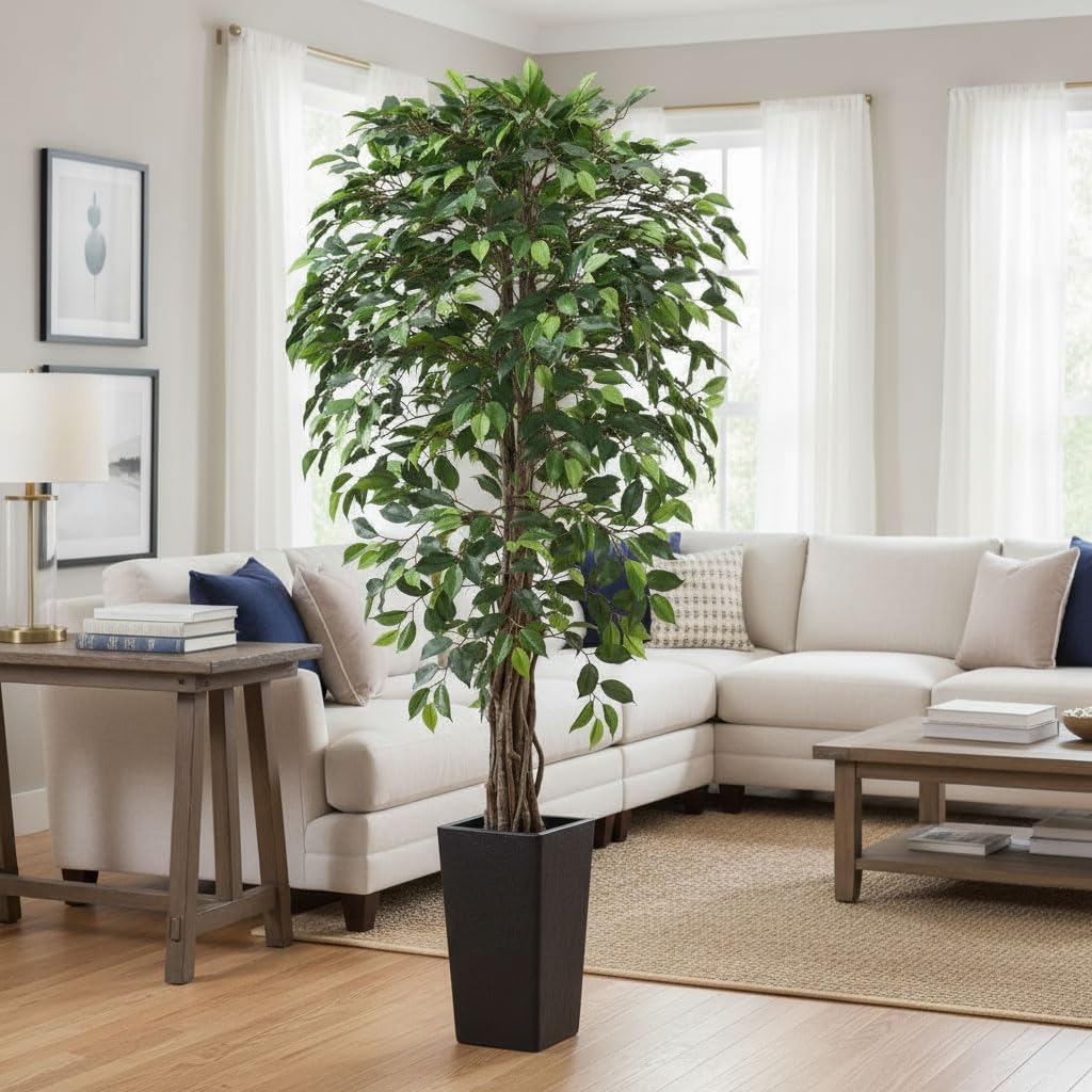 6ft Artificial Bird of Paradise Tree for Home Decor, 6 ft Faux Floor Plant Fake Silk Banana Leaf Tropical Trees with Pot for Indoor Outdoor House Living Room (6 feet Tall Including Raised Pot)
