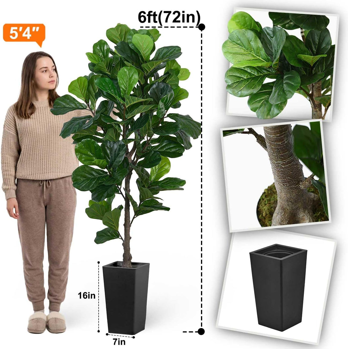 6ft Artificial Bird of Paradise Tree for Home Decor, 6 ft Faux Floor Plant Fake Silk Banana Leaf Tropical Trees with Pot for Indoor Outdoor House Living Room (6 feet Tall Including Raised Pot)