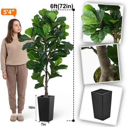 6ft Artificial Bird of Paradise Tree for Home Decor, 6 ft Faux Floor Plant Fake Silk Banana Leaf Tropical Trees with Pot for Indoor Outdoor House Living Room (6 feet Tall Including Raised Pot)