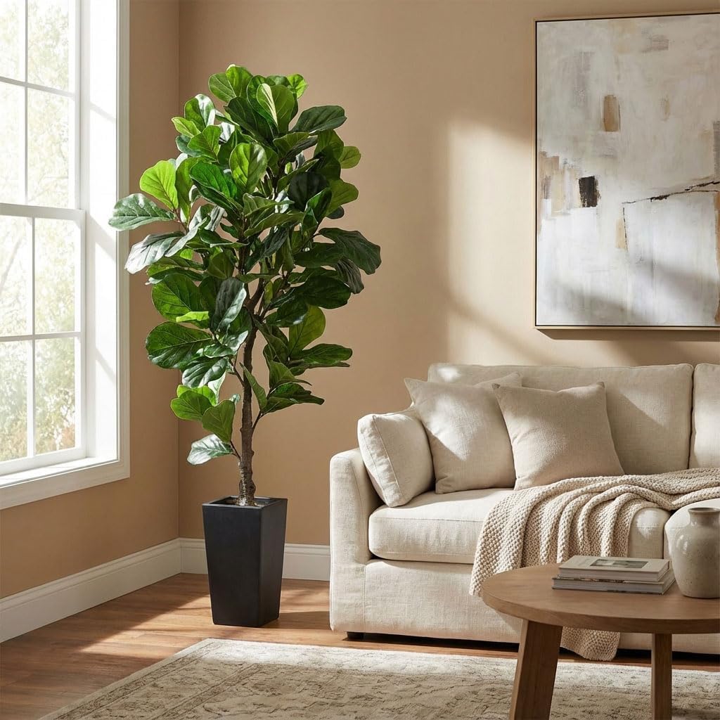 6ft Artificial Bird of Paradise Tree for Home Decor, 6 ft Faux Floor Plant Fake Silk Banana Leaf Tropical Trees with Pot for Indoor Outdoor House Living Room (6 feet Tall Including Raised Pot)