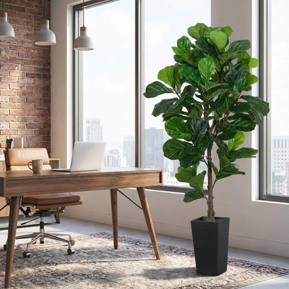 6ft Artificial Bird of Paradise Tree for Home Decor, 6 ft Faux Floor Plant Fake Silk Banana Leaf Tropical Trees with Pot for Indoor Outdoor House Living Room (6 feet Tall Including Raised Pot)