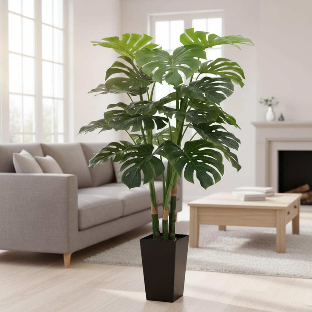 6ft Artificial Bird of Paradise Tree for Home Decor, 6 ft Faux Floor Plant Fake Silk Banana Leaf Tropical Trees with Pot for Indoor Outdoor House Living Room (6 feet Tall Including Raised Pot)