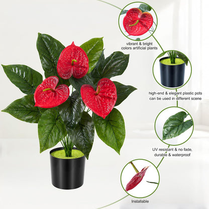 Geraniums Artificial Flowers for Outdoors, 2 Pack Potted Plants White Faux Geraniums Bush Artificial Topiaries Realistic UV Resistant Fake Flowers Plants for Planters Outside Gardens Front Door Indoor
