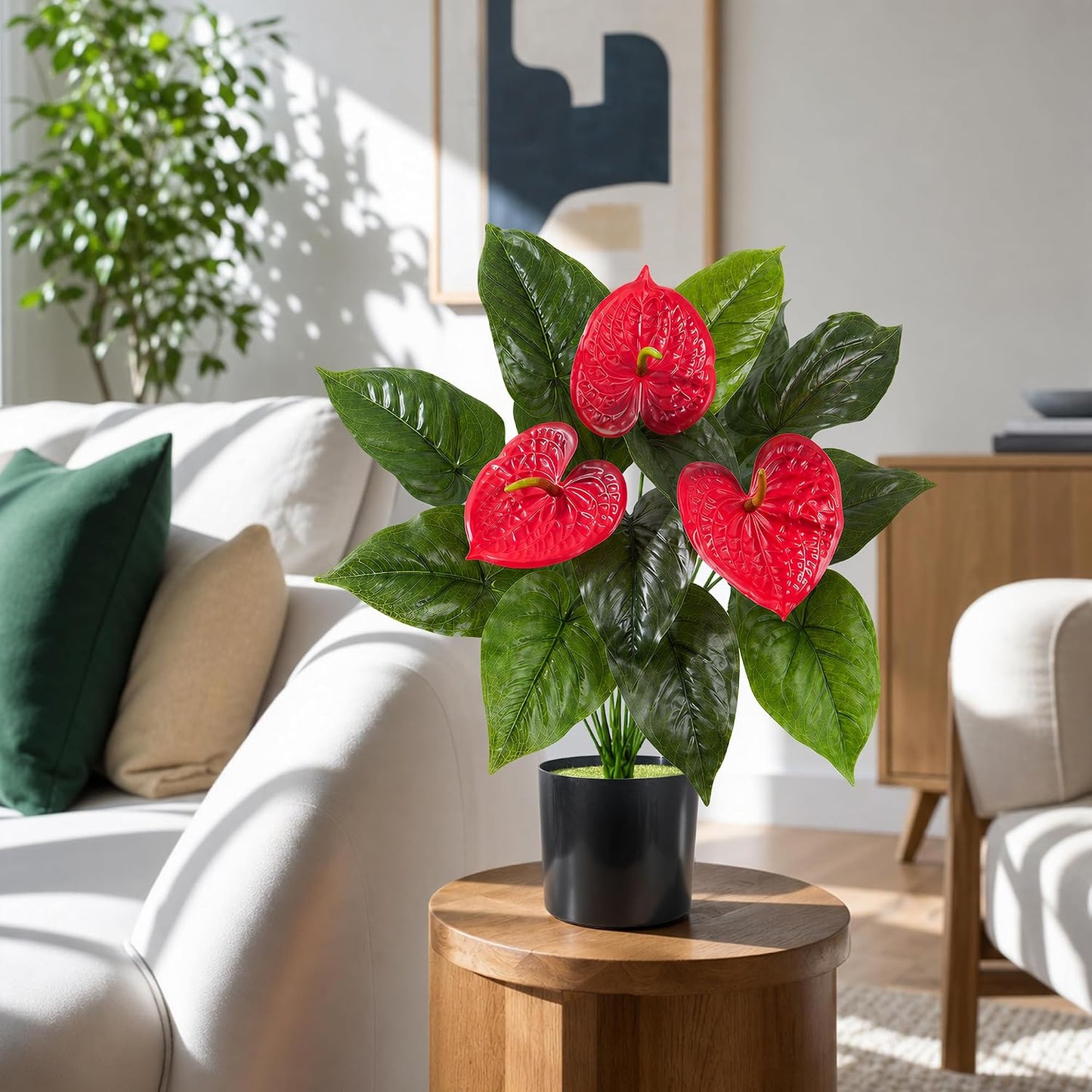 Geraniums Artificial Flowers for Outdoors, 2 Pack Potted Plants White Faux Geraniums Bush Artificial Topiaries Realistic UV Resistant Fake Flowers Plants for Planters Outside Gardens Front Door Indoor