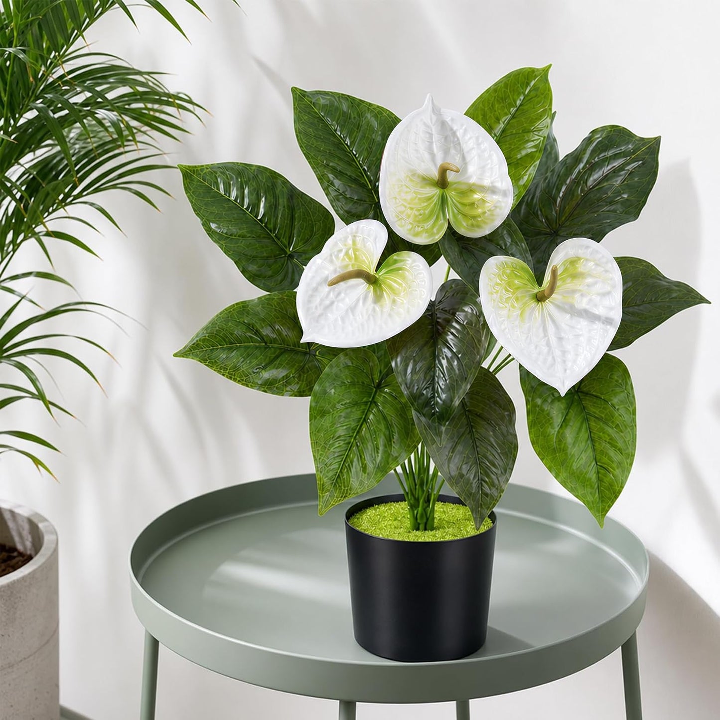 Geraniums Artificial Flowers for Outdoors, 2 Pack Potted Plants White Faux Geraniums Bush Artificial Topiaries Realistic UV Resistant Fake Flowers Plants for Planters Outside Gardens Front Door Indoor