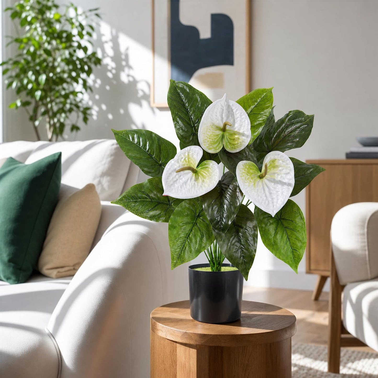 Geraniums Artificial Flowers for Outdoors, 2 Pack Potted Plants White Faux Geraniums Bush Artificial Topiaries Realistic UV Resistant Fake Flowers Plants for Planters Outside Gardens Front Door Indoor