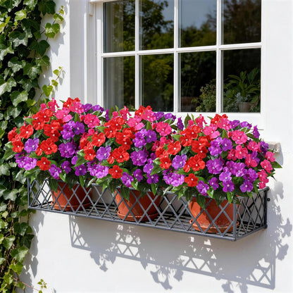 Geraniums Artificial Flowers for Outdoors, 2 Pack Potted Plants White Faux Geraniums Bush Artificial Topiaries Realistic UV Resistant Fake Flowers Plants for Planters Outside Gardens Front Door Indoor