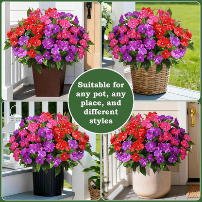 Geraniums Artificial Flowers for Outdoors, 2 Pack Potted Plants White Faux Geraniums Bush Artificial Topiaries Realistic UV Resistant Fake Flowers Plants for Planters Outside Gardens Front Door Indoor