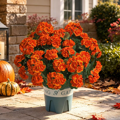 Geraniums Artificial Flowers for Outdoors, 2 Pack Potted Plants White Faux Geraniums Bush Artificial Topiaries Realistic UV Resistant Fake Flowers Plants for Planters Outside Gardens Front Door Indoor