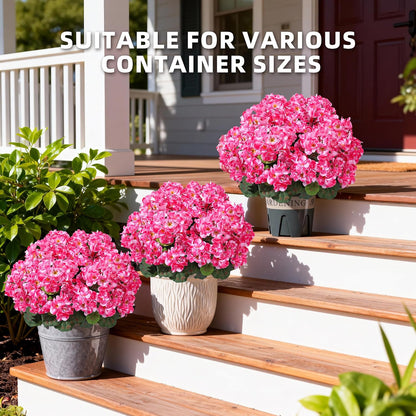 Geraniums Artificial Flowers for Outdoors, 2 Pack Potted Plants White Faux Geraniums Bush Artificial Topiaries Realistic UV Resistant Fake Flowers Plants for Planters Outside Gardens Front Door Indoor