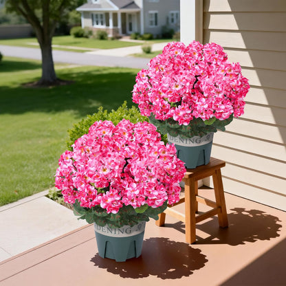 Geraniums Artificial Flowers for Outdoors, 2 Pack Potted Plants White Faux Geraniums Bush Artificial Topiaries Realistic UV Resistant Fake Flowers Plants for Planters Outside Gardens Front Door Indoor