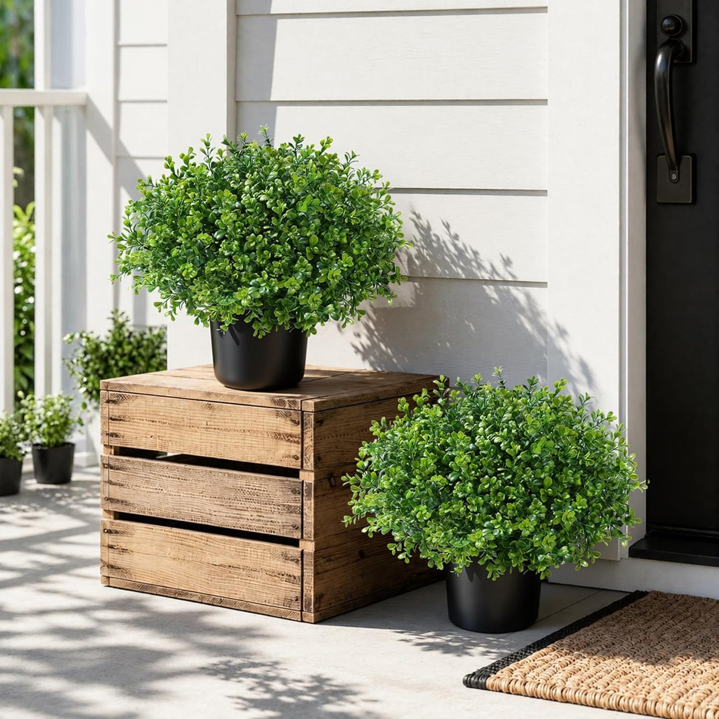 Geraniums Artificial Flowers for Outdoors, 2 Pack Potted Plants White Faux Geraniums Bush Artificial Topiaries Realistic UV Resistant Fake Flowers Plants for Planters Outside Gardens Front Door Indoor