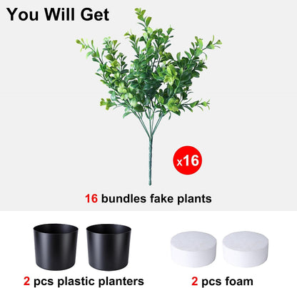 Geraniums Artificial Flowers for Outdoors, 2 Pack Potted Plants White Faux Geraniums Bush Artificial Topiaries Realistic UV Resistant Fake Flowers Plants for Planters Outside Gardens Front Door Indoor