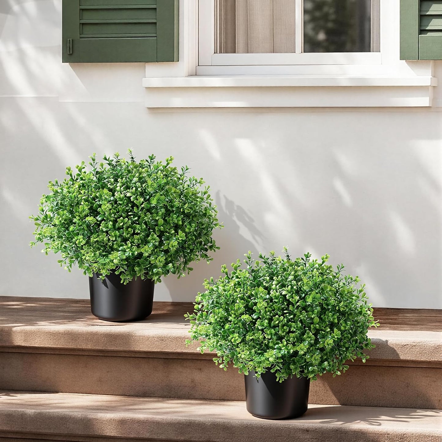 Geraniums Artificial Flowers for Outdoors, 2 Pack Potted Plants White Faux Geraniums Bush Artificial Topiaries Realistic UV Resistant Fake Flowers Plants for Planters Outside Gardens Front Door Indoor