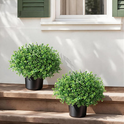 Geraniums Artificial Flowers for Outdoors, 2 Pack Potted Plants White Faux Geraniums Bush Artificial Topiaries Realistic UV Resistant Fake Flowers Plants for Planters Outside Gardens Front Door Indoor