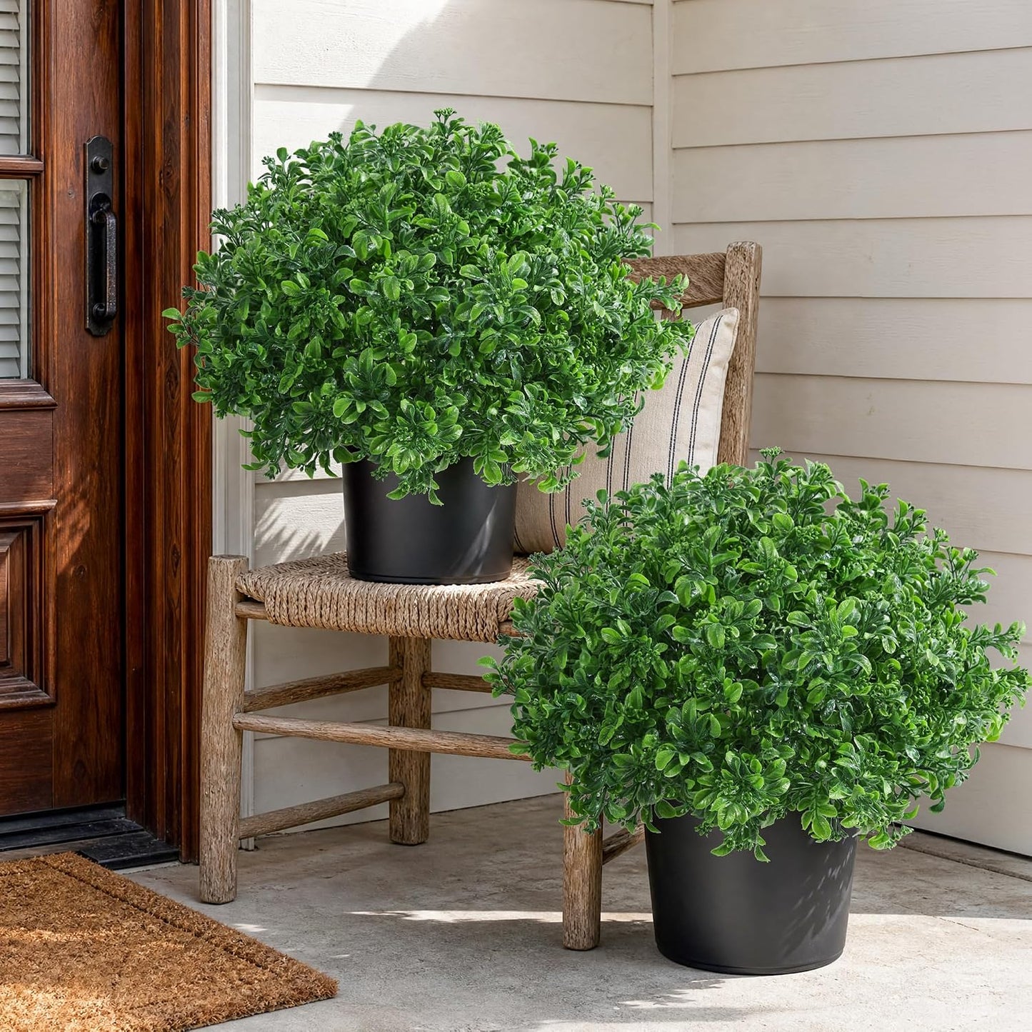 Geraniums Artificial Flowers for Outdoors, 2 Pack Potted Plants White Faux Geraniums Bush Artificial Topiaries Realistic UV Resistant Fake Flowers Plants for Planters Outside Gardens Front Door Indoor