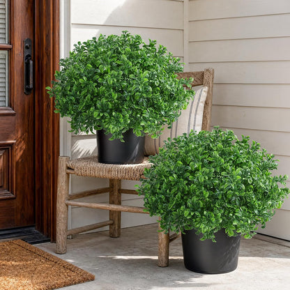 Geraniums Artificial Flowers for Outdoors, 2 Pack Potted Plants White Faux Geraniums Bush Artificial Topiaries Realistic UV Resistant Fake Flowers Plants for Planters Outside Gardens Front Door Indoor