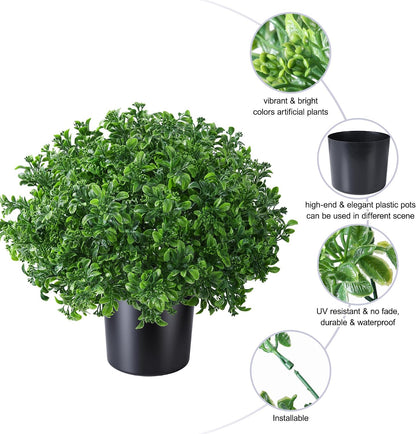 Geraniums Artificial Flowers for Outdoors, 2 Pack Potted Plants White Faux Geraniums Bush Artificial Topiaries Realistic UV Resistant Fake Flowers Plants for Planters Outside Gardens Front Door Indoor