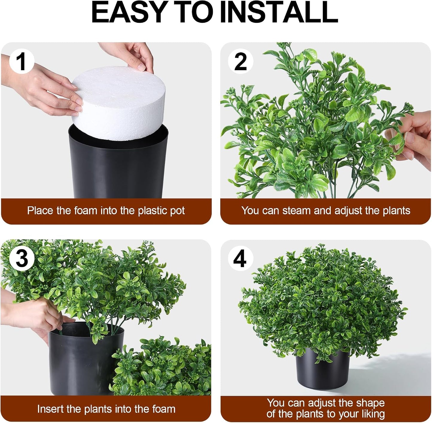 Geraniums Artificial Flowers for Outdoors, 2 Pack Potted Plants White Faux Geraniums Bush Artificial Topiaries Realistic UV Resistant Fake Flowers Plants for Planters Outside Gardens Front Door Indoor