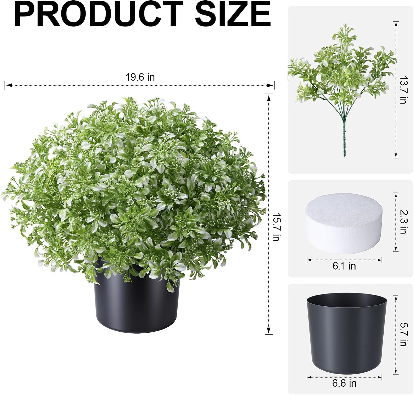 Geraniums Artificial Flowers for Outdoors, 2 Pack Potted Plants White Faux Geraniums Bush Artificial Topiaries Realistic UV Resistant Fake Flowers Plants for Planters Outside Gardens Front Door Indoor