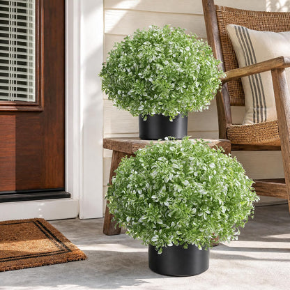 Geraniums Artificial Flowers for Outdoors, 2 Pack Potted Plants White Faux Geraniums Bush Artificial Topiaries Realistic UV Resistant Fake Flowers Plants for Planters Outside Gardens Front Door Indoor