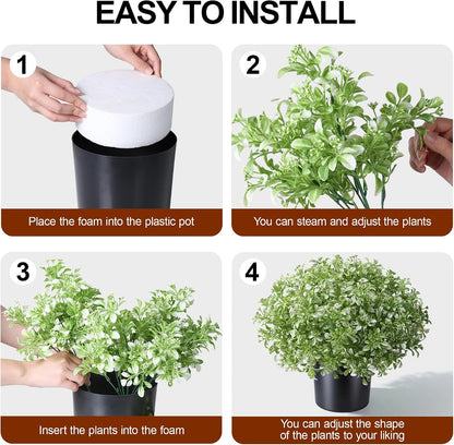 Geraniums Artificial Flowers for Outdoors, 2 Pack Potted Plants White Faux Geraniums Bush Artificial Topiaries Realistic UV Resistant Fake Flowers Plants for Planters Outside Gardens Front Door Indoor