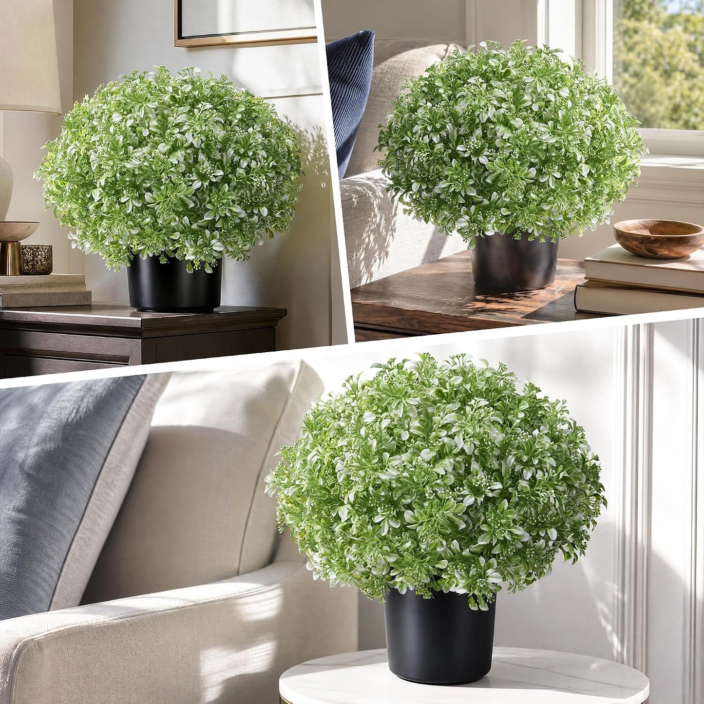 Geraniums Artificial Flowers for Outdoors, 2 Pack Potted Plants White Faux Geraniums Bush Artificial Topiaries Realistic UV Resistant Fake Flowers Plants for Planters Outside Gardens Front Door Indoor