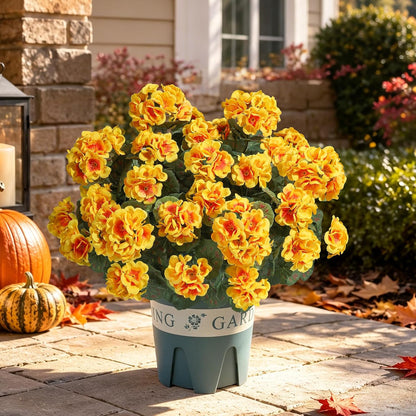 Geraniums Artificial Flowers for Outdoors, 2 Pack Potted Plants White Faux Geraniums Bush Artificial Topiaries Realistic UV Resistant Fake Flowers Plants for Planters Outside Gardens Front Door Indoor