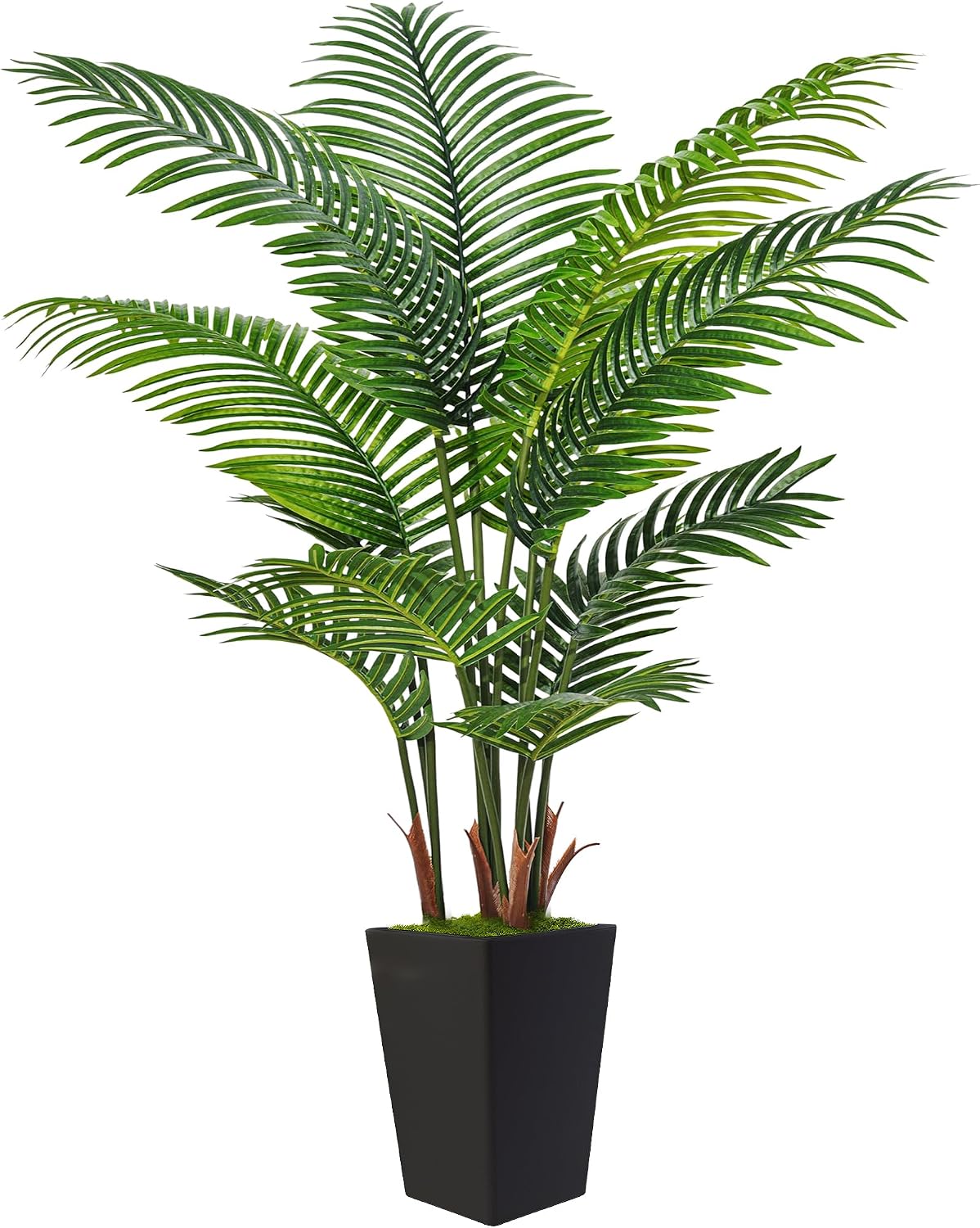 6FT Artificial Palm Tree, Tall Faux Palm Tree Indoor with Fake Plants Tall, Artificial Plants with Lifelike Leaves for Home Office Decor (White)