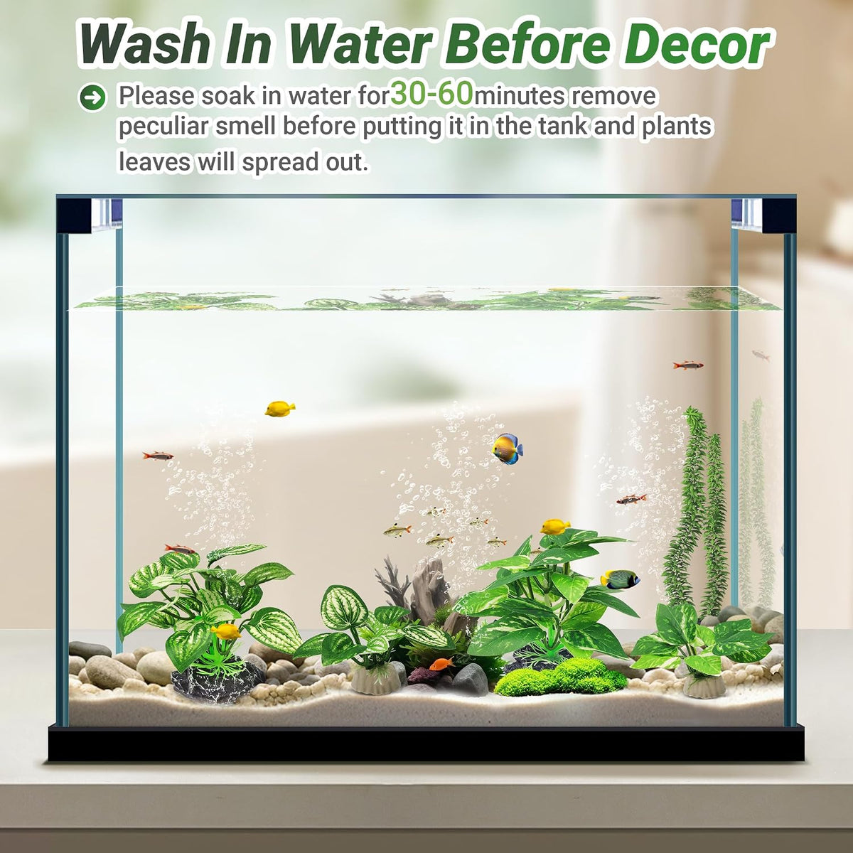 Silk Fish Tank Plants,Reptile Artificial Plant,Reptile Plants for Terrarium,Aquarium Decorations Accessories Set,Resin Pedestal Silk Aquarium Plant for Fish Tank.(A-Set)