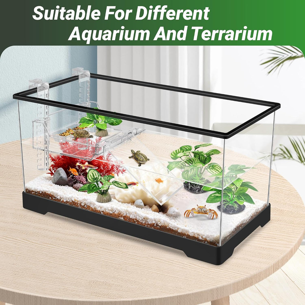 Silk Fish Tank Plants,Reptile Artificial Plant,Reptile Plants for Terrarium,Aquarium Decorations Accessories Set,Resin Pedestal Silk Aquarium Plant for Fish Tank.(A-Set)